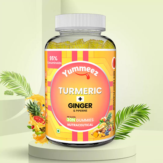 Turmeric + Ginger gummies for Men, Women | Rich in Curcumin for Skin & Immunity (Mix Fruit)