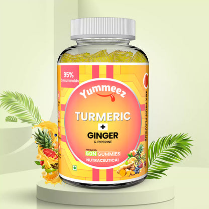 Turmeric + Ginger gummies for Men, Women | Rich in Curcumin for Skin & Immunity (Mix Fruit)