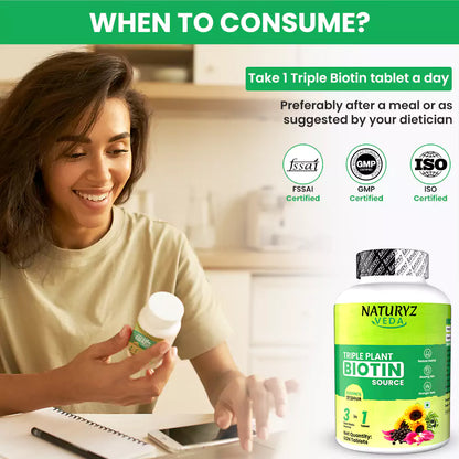 Natural Triple 100% Plant Biotin Source with Agati, Suryamukhi, Jatamansi