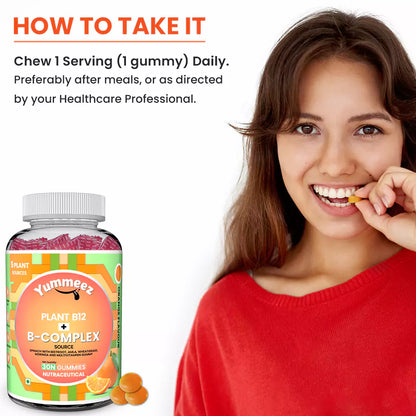 Plant-Based Vitamin B12 + B Complex Multivitamin Gummies (Orange Flavour)
