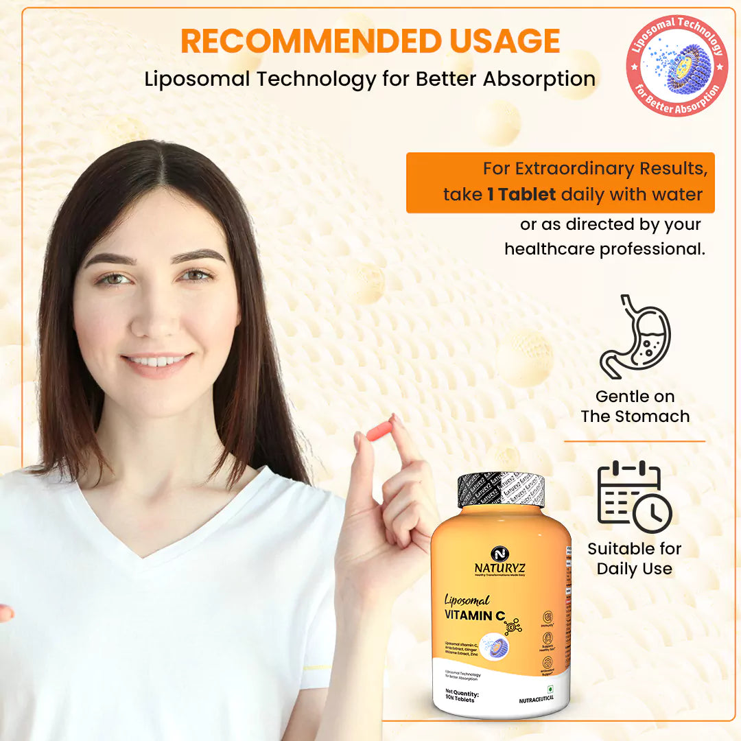 Liposomal Vitamin C Tablets with Amla, Zinc & Ginger - 90 Tablets