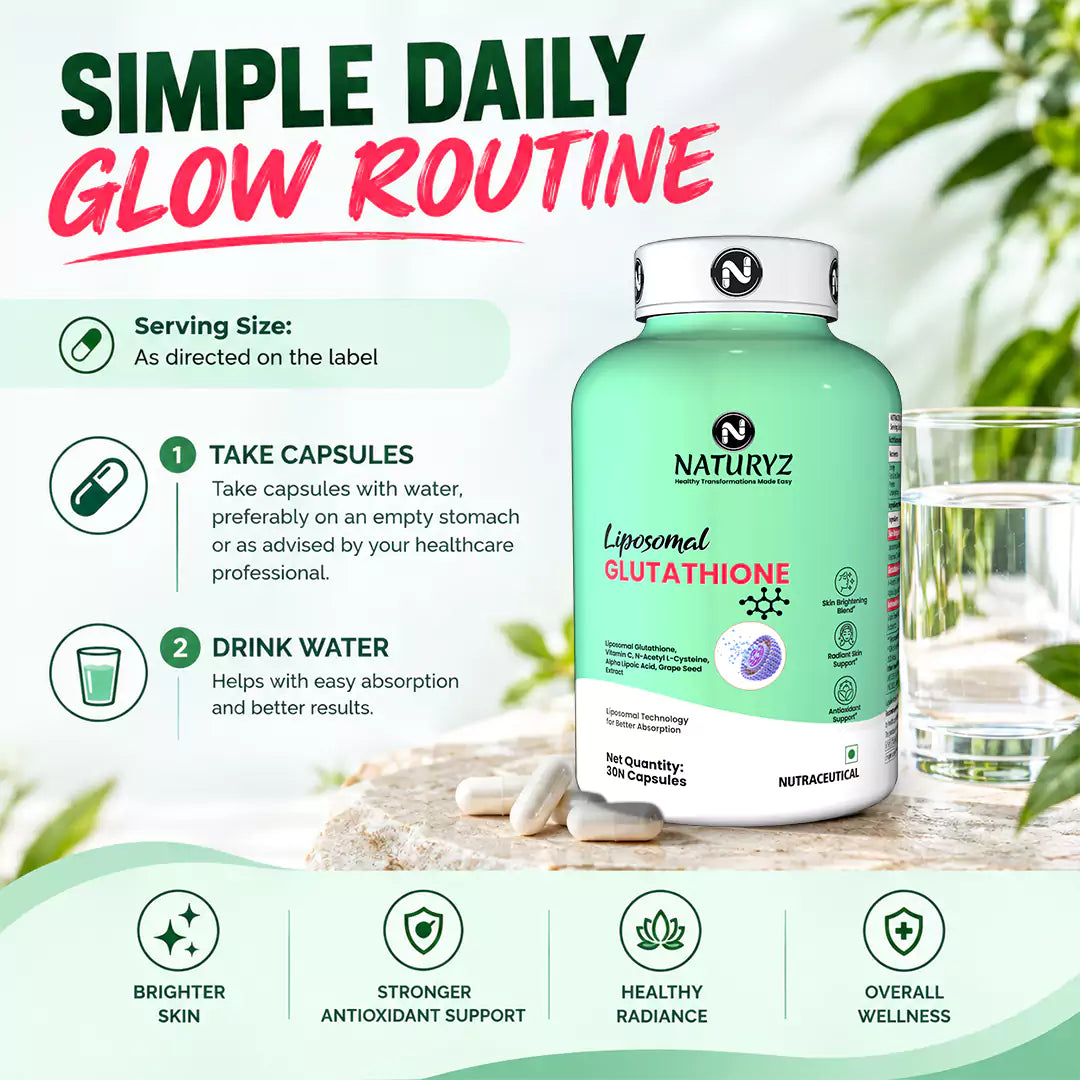 Liposomal Glutathione with Grape Seed Extract | Skin Brightening Supplement with Vitamin C - 30 Capsules