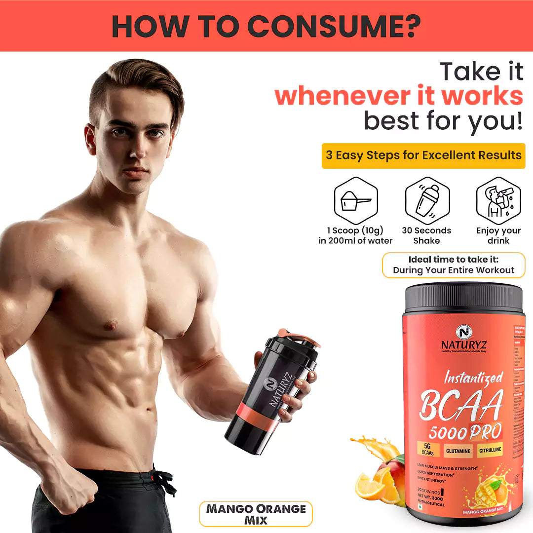 Instantized BCAA 5000 PRO With 5G Vegan BCAAs (Mango Orange Mix)