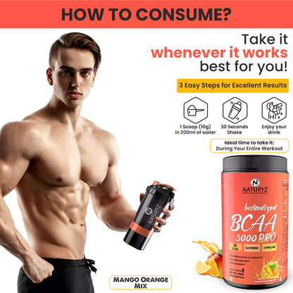 Instantized BCAA 5000 PRO With 5G Vegan BCAAs (Mango Orange Mix)