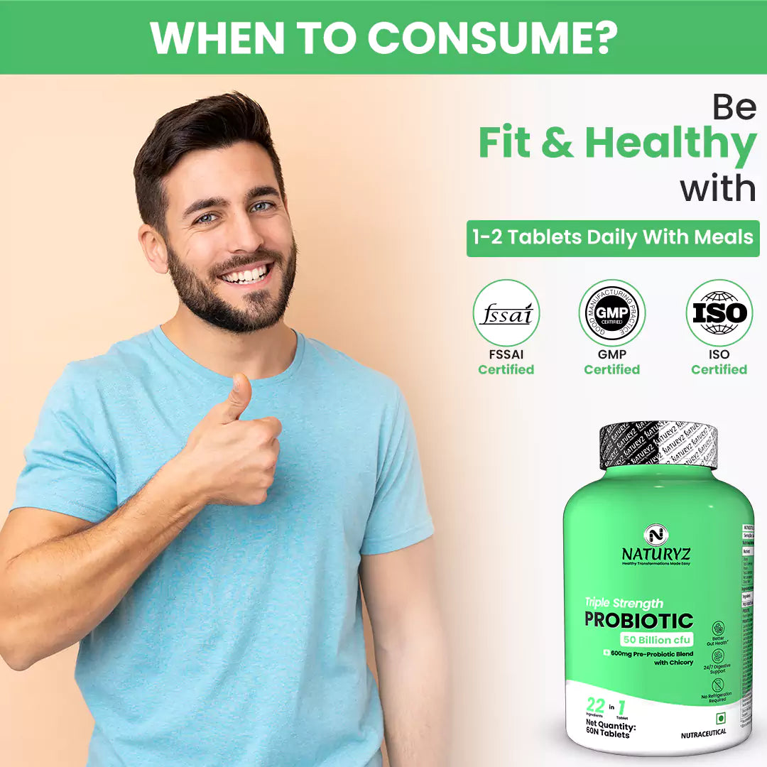 Triple Strength Probiotic 50 Billion CFU with Pre-Probiotic 600Mg