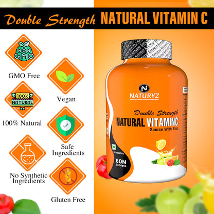 Double Strength NATURAL VITAMIN C With Zinc 60 Tablets