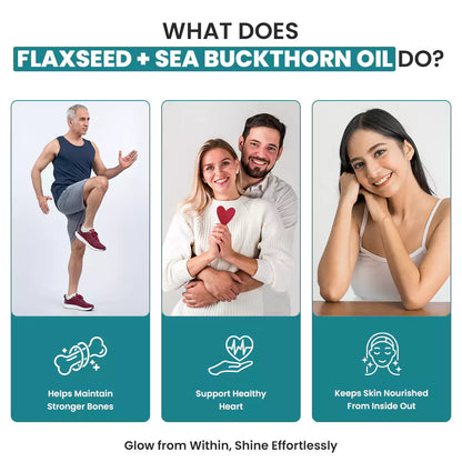 Vegetarian Omega 3 Flaxseed + Sea buckthorn Oil Capsules 1120mg 60 Liquid Fill Capsules