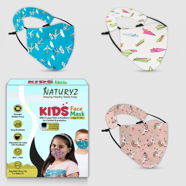 naturyz kids face mask pack of 3 age group of 9-14 years